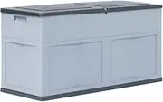 Grey Black Garden Storage Box 320L with Lockable Lid - Outdoor and Indoor Waterproof Plastic Shed and Patio Box, 119x46x60cm