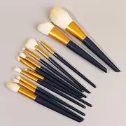 Makeup Brush Set 12 Pcs Premium Synthetic Foundation Powder Concealers Eye shadows Blush Makeup Brushes，Nvay Blue