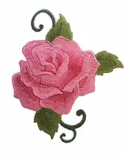 Custom Pink Single Rose Embroidered Iron on/Sew Patch [5" 4"]