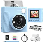 TIATUA Children's Camera Instant Print, 1080P Instant Print Camera (Blue)