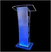 Acrylic Podium Stand with LED Lights, 43 Tall Clear Pulpit for Churches and Schools, Large Reading Platform with Remote Control, Adjustable 15 Colors