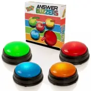 4PCS Quiz Buzzers - Lights & Sounds Answer Buttons for Game Shows