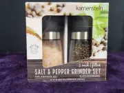 Kamenstein , 5 “ Glass Pink Salt and Black Peppercorns Grinders Set