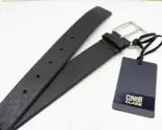 Roberto Cavalli Class HXLPCI 3.5cm Mens Black Leather Belt Chrome Buckle Size 90