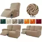 1 2 3 Seater Velvet Recliner Sofa Cover Armchair Covers with Side Pocket