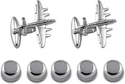 [Select Gifts] Sterling Silver Bomber Plane Cufflinks Shirt Dress Studs Gift Set