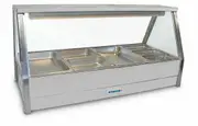Roband Straight Glass Hot Food Display Bar, 8 pans double row with roller doors