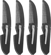 4-Pack Handmade Sawcut Mustache Comb, Best Pocket Folding Comb for Moustaches and Short Beards
