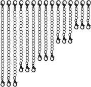 [Tucnoeu] Pack of 15 Black Chain Extensions 2/3/4/5/6 Inch Extension for Necklace Bracelet Anklet