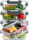 [5-Pack,36 Oz] Glass Meal Prep Containers 2 Compartments Portion Control with...