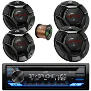 JVC KD-T720BT Single DIN Bluetooth CD Receiver, 2x 6.5" + 2x 5.25" Speaker, Wire