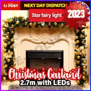 2.7m Christmas LED Garland String Fairy Lights 40cm Xmas Wreath Tree Australia