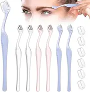 Eyebrow Razor Mini Eyebrow Razor Trimmer Female Face Shaver Lip Hair Remover with Precision Cover Small Eyebrows Shaver for Women Makeup Face Care Tools (Clear, Clear Purple, Light Blue)