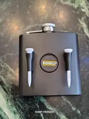Brand New Bushmills Irish Whiskey Black Flask w/ Golf Tee Caddy