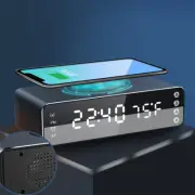 3-In-1 Digital Electric LED Desk Alarm Clock Thermometer Wireless Charger 15W