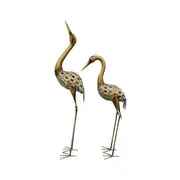 2x Willow & Silk Metal 114cm/92cm Garden Crane/Animal Figurine/Statue/Sculpture