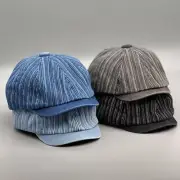 Women Men Newsboy Beret Hat Cap Striped Gatsby Flat Golf Cabbie Denim Cotton