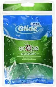 Glide Plus Scope Outlast Floss Picks Long Lasting Mint 75 Each (Pack of 3)