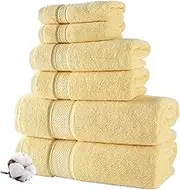 NOVA Luxury Linen - Hotel Quality Turkish Towel Set for Bathroom (6 Pcs Towel Set, Sunlight Yellow)