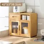 Bamboo Countertop Cupboard 2 Tier Pantry Kitchen Desk Tea Coffee Storage Cabinet
