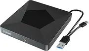 External Bluray DVD Drive, Ultra Slim USB 3.0 and Type-C Portable Blu-ray USB DVD Drive External 3D Optical Bluray CD DVD Drive for Windows XP/7/8/10/11, MacOS