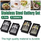 Stainless Steel Cutlery Set 2p/5pcs Forks Spoons Knives Dining Utensils Kitchen