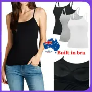 Women Shelf Bra Vest Sleeveless Camisole Casual Strappy Active Singlet Tank Tops
