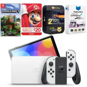 Nintendo Switch White OLED + Minecraft Switch Edition + Nintendo $20 eShop Card