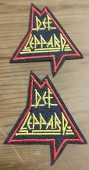 2 x DEF LEPPARD PATCH'S, 6cm x 5cm Embroidered Iron-On Music Craft Motif