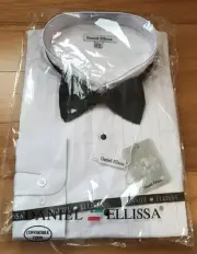 Daniel Elissa Tuxedo Shirt & Bow tie Set 17 1/2 34-35 White