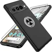 for Pixel 7 Pro Case with HD Screen Protector, [Scratch Resistant]+[Heat Dissipation] Magnetic Kickstand Shockproof Case for Google Pixel 7 Pro,Black