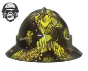 Custom Hydrographic Safety Hard Hat GANGSTA YELLOW PRO CHOICE WIDE BRIM