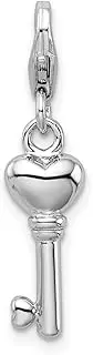 [JewelryWeb] 925 Sterling Silver Solid Polished Reversible Fancy Lobster Closure 3 D Enameled Key With-Lobster Clasp Charm Pendant Necklace 27x7mm