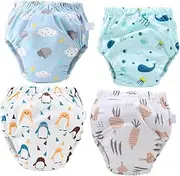 CRILSTYLEO Adjustable Washable Baby Diaper Pants Cotton Training Pants for Skin Absorbent
