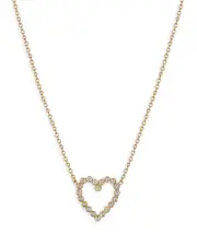 Zoe Chicco 14K Yellow Gold Bezel Diamonds Diamond Open Heart Pendant Necklace, 16-18