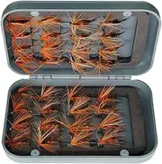 Qitewwrme Fly Fishing Flies Kit, 24-100Pcs Handmade Fly Fishing Artificial Fly Baits Lures with Dry/Wet Flies, Streamers, Fly Assortment Trout Bass Fishing with Fly Box (24Pcs/Box(Single Style))