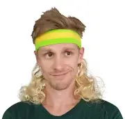 Blonde Mullet Headband Mullet Wig Aussie Headband Green and Gold