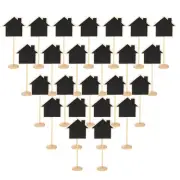 24Pcs Mini Chalkboard Signs with Easel Stand, Black (House Shape, 7.2"x3.1")