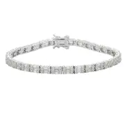 Bevilles Sterling Silver White Cubic Zirconia Brilliant Tennis Bracelet