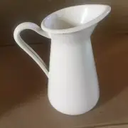 IKEA Sweden Flower Vase Pitcher White Enamel Metal Jug- 6.5 " new