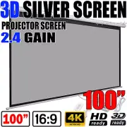 100" 3D SILVER SCREEN 16:9 ELECTRIC MOTORISED TV PROJECTOR CINEMA SCREEN + REMOT