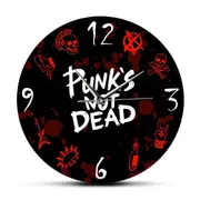 Punk Rock Modern Wall Clock Punk's not Dead Words and Design Elements Decorative