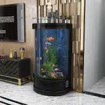 {特價清倉}輕奢歐式半圓魚缸客廳小型傢用半圓形落地玻璃金魚缸生態免換水