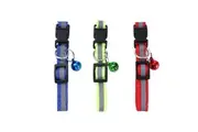 3x Paws & Claws Reflective Breakaway Pet Cat Collar Nylon w Bell 20-30x1cm Astd
