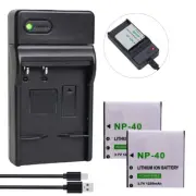 Battery 2-Pack for Ordro HDV-A20 HDV-D328 HDV-Z20 HDV-Z25 +Charger