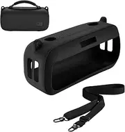 Soundlink Max Case, Silicone Case Cover for Bose SoundLink Max Portable Bluetooth Speaker Protective Carrying Case Bag with Shoulder Strap (Black 2)