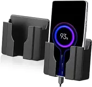 FUNNETOYU 2Pcs Adhesive Phone Wall Holder Charging Stand for Shower Kitchen Bedroom Space Saving Wall Mount Organizer for Mobile Phones Remotes Easy Peel Stick