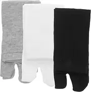 [FOMIYES] 3Pairs Polyester Cotton Toe Socks for Men and Women Comfortable Black White Socks for Flops
