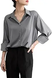 [Hcclijo] Women Shirt Office Lady Chiffon Shirt Blouse Women Tops Shirts
