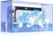 GeekShare Cute Shark Acrylic Clear Dust Display Box Cover for Switch/OLED Dock, Assemble Waterproof Cover Case Compatible with Switch/OLED Charging Dock Accessories Blue